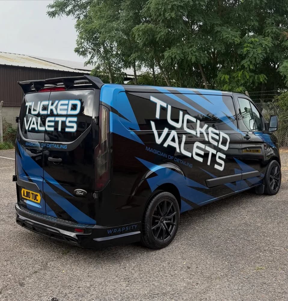 The wrapped Tucked Valets van ready for mobile valeting in Norwich