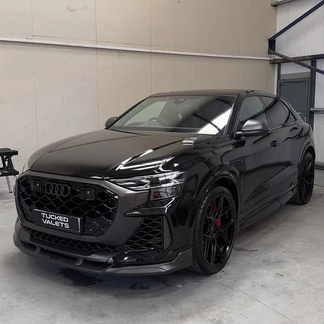 Black Audi RSQ8 after multi stage paint correction and ceramic coating