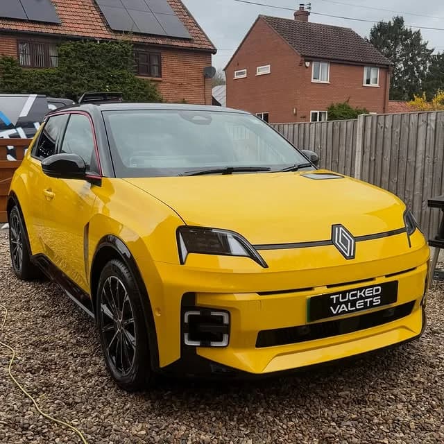 Yellow Renault 5 with 7 year ceramic protection
