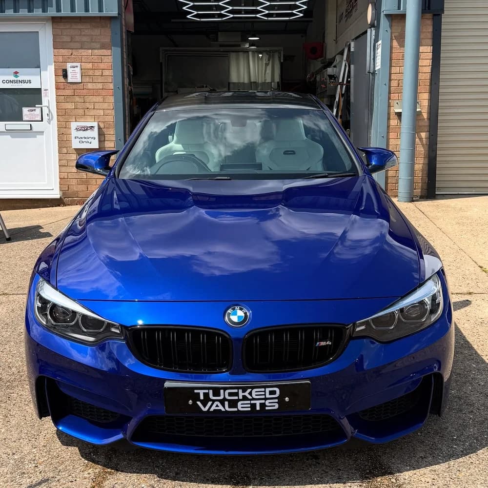 Blue BMW M4 washed and finished by hand